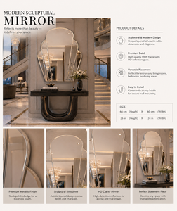 Frameless Wall Mirror Arch Arched Design Decorative Mirror Bathroom Bedroom Living Room Modern Stylish Wall Mounted 24*26 Inch - Product Image 3