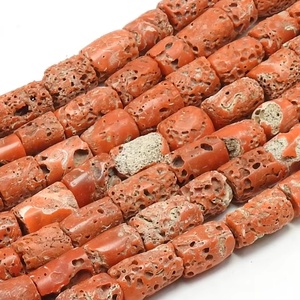 Italian Red Coral Tube Beads 8 Inch Strand 9-10mm Smooth <b>Drum</b> Cylinders 100% Natural Stone for Jewelry Making - Product Image 1