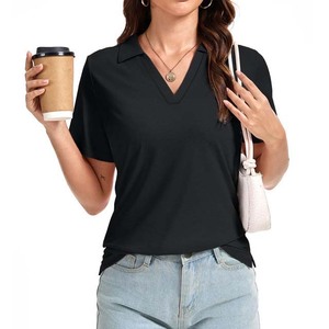 Summer Casual Polo Shirts <b>Womens</b> Cotton V-Neck Short Sleeve Work <b>Tops</b> Ladies Lightweight Outdoor Sports Golf Polos Tee - Product Image 6