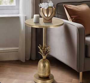 Modern Pineapple <b>Side</b> <b>Table</b> With <b>Gold</b> Finish Decorative Living Room Furniture Tropical Design - Product Image 3