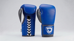 Gants de boxe en cuir bleu Dumela, design à lacets, marque de premier ordre - Product Image 1