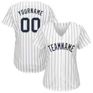 Camiseta de Béisbol Personalizada para Hombre, Blanca con Rayas, Nombre del Equipo y Número, Impresión Serigrafiada, Manga Corta, Corte Regular, para Adultos, para Toda Temporada - Product Image 1