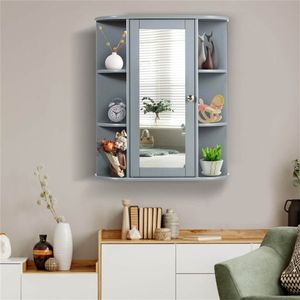 Armadietto da Parete Grigio per Specchi da Bagno - Product Image 3