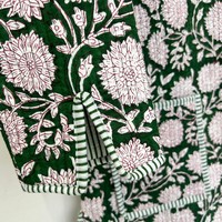Pyjama pour femmes en coton 100% fait main, réversible, léger, matelassé, imprimé animal, col en V, couleur vert olive magnifique