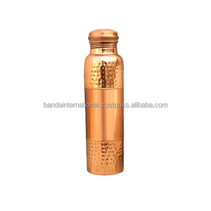 Bouteille à boire en cuivre de qualité supérieure, finition martelée et polie, pour la consommation et la cuisine, bouteille en cuivre anti-fuite - Product Image 1