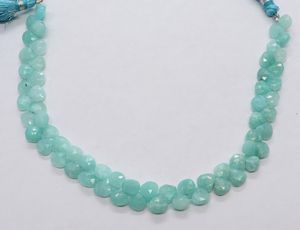 Perles d'Amazonite Naturelle AAA Facettées en Forme de Cœur Briolette 7-7,5 MM, Perles d'Amazonite Facettées en Forme de Cœur de 8 Pouces pour la Fabrication de Bijoux - Product Image 2