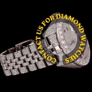 Reloj de Moda Estilo Hip Hop con Esfera Redonda de Oro Blanco de Lujo con Números Arábigos y Detalles Clásicos, Completamente Cubierto de Diamantes Moissanite - Product Image 2