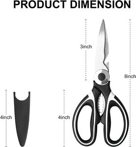 Ciseaux de cuisine manuels haut de gamme en acier inoxydable robustes avec poignée ergonomique pour couper les os de poulet et ouvrir les bouteilles et les canettes - Product Image 4