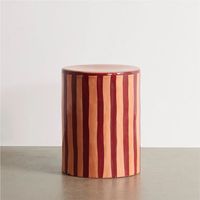 Table d'appoint multifonctionnelle en métal, tabouret de batterie, table sur pied en fer rayée violet vif et rose, table de chevet décorative de luxe style Pop Art