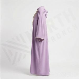 Vente en gros : Robe islamique Abaya personnalisée en mousseline pour femme, modeste, grande taille, Thobe Thawb, col en V perlé, longueur cheville, haute qualité - Product Image 3