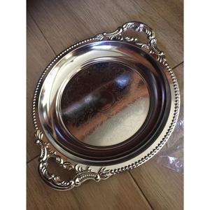 Plateau de service en argent de haute qualité avec poignées, assiette de présentation en laiton pour accessoires de table de restaurant, fournitures pour événements - Product Image 1