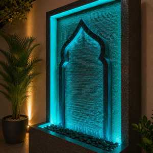 Fuente de Pared de Mármol Islámica para Ramadán, Diseño de Arco de Mezquita, Decoración Duradera para Sala de Oración Musulmana, Arquitectura Árabe con LED - Product Image 4