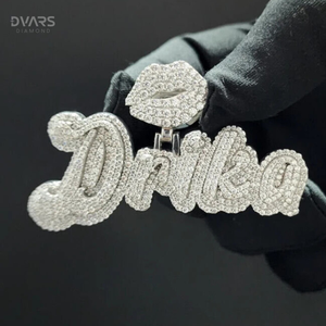 Pendentif personnalisé en argent sterling 925 avec lettres initiales, serti de moissanite VVS glacée, style luxueux, certifié GCI & IDGL, sertissage griffe, unisexe - Product Image 3