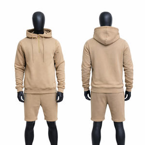 ชุดฮู้ดดี้ผู้ชายคุณภาพดีที่สุด ชุดเซ็ตโลโก้สั่งทำ ผ้าฝ้าย 100% ชุดวอร์มขาสั้น ชุดเซ็ตสองชิ้น เสื้อฮู้ดดี้และกางเกงขาสั้น - Product Image 1