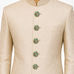 Botones de Lujo Personalizados de Latón con Esmalte Blanco Pintado a Mano, Diseño Floral de Enredadera Azul, Botón de Cerámica para Traje de Hombre, Blazer, Sherwani - Product Image 3