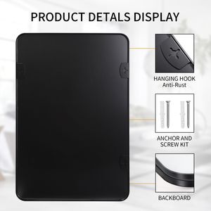 Specchio da Parete Rettangolare Moderno 60x90 cm, Cornice Profonda in Metallo Nero per Camera da Letto, Soggiorno, Ingresso - Specchio Decorativo da Parete - Product Image 5