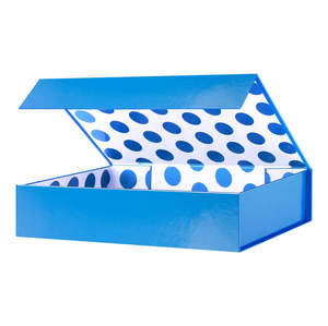 Caja de Regalo con Cierre Magnético y Tapa, Caja de Regalo Azul Metálico Brillante para Camisas y Regalos Especiales - Product Image 1