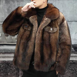 Veste d'hiver élégante pour homme à capuche avec logo frontal, doublure en fausse fourrure, tissu épais, toucher doux, confortable, coupe-vent, design écologique - Product Image 5