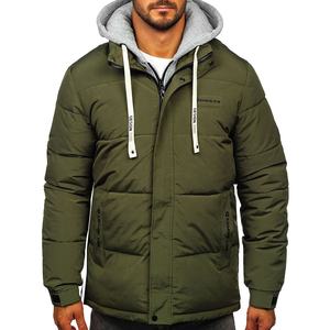 Veste de canard d'hiver super remplie pour hommes coupe-vent Ripstop matelassé à capuche col poche toile style motard enduit traité - Product Image 5