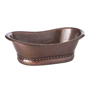 Lavabo ovale antique en cuivre martelé avec motif étoile en relief, à poser sous le meuble de salle de bain, lavabo rustique en cuivre pur - Product Image 6