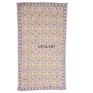 Hand Block Printed Cotton One-Piece Scoop <b>Neck</b> Beach Wrap <b>Scarf</b> Swimwear Cover-Up for Women Lightweight Summer Gift - Product Image 2