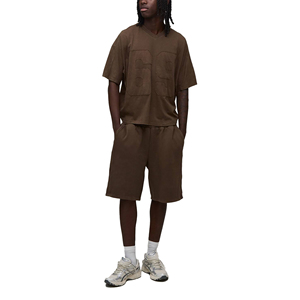 Men's Summer Cotton Knitted Solid Beachwear Outfit Casual <b>T</b> <b>Shirt</b> and Shorts Set Lightweight Breathable Street Fashion Clothing - Product Image 4