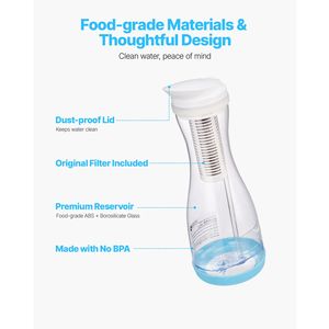 Caraffa filtrante per acqua in vetro da 6 tazze, rapida e compatta, adatta al frigorifero, dispenser d'acqua senza BPA, tipo caraffa, senza lattosio - Product Image 6
