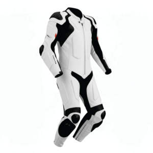 Traje de Carreras de Motocicleta Profesional Blanco y Negro de Una Pieza, Armadura de Nivel 2 CE, Traje de Pista de Cuero Vacuno de 1.3 mm, Fabricación Personalizada OEM - Product Image 3