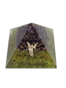 Pirámide de Ángel Hecha a Mano con Piedras Preciosas, Orgón, Amatista y Peridoto en Capas para Meditación, Compre al por Mayor en Amayra Crystals Exports India - Product Image 6