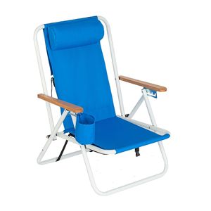 Sedia da Spiaggia Portatile ad Alta Resistenza con Poggiatesta Regolabile, Colore Blu - Product Image 3