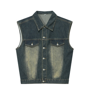 Chaleco vaquero lavado para hombre, con múltiples bolsillos, sin mangas, estilo vintage, para actividades al aire libre, chalecos vaqueros para hombre - Product Image 4
