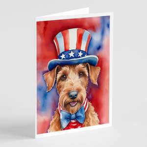 Irish Terrier Patriotic American Whimsical A7 Tarjetas de notas en blanco Paquete de 8 con sobres Tarjetas de felicitación de tamaño 5x7 - Product Image 1