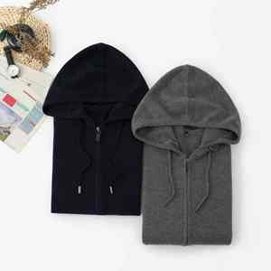 Sudadera con capucha de cachemira personalizada para hombre, suéter tejido de lana, sudadera con capucha de invierno con cremallera y manga larga. - Product Image 5