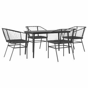 Conjunto de comedor para jardín mediano con cubiertas extraíbles de poliratán negro - Product Image 2