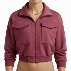 Sweat à capuche oversize en polaire premium pour femme avec fermeture éclair, broderie personnalisée, respirant, 100% coton/polyester pour l'hiver - Product Image 1
