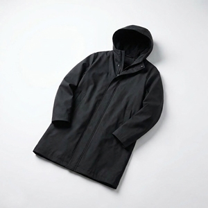 <b>Black</b> Hooded Long Coat | Waterproof Zip Up Utility Trench Jacket | Oversized Streetwear Rain Coat | Custom OEM Manufacturer - Product Image 1