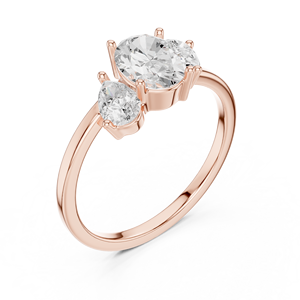 Luxury Rose Gold Oval Three <b>Stone</b> Engagement Ring Elegant Solitaire Wedding Promise Ring for Women Fashion Jewelry - Product Image 3