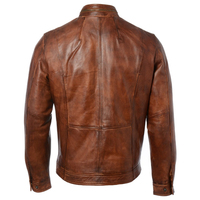 Jaket Kulit PU Cokelat Unisex Model Moto Kerah Tegak Ritsleting Slim Fit Ukuran Besar Berkerudung Panjang Reguler Pakaian Musim Gugur Model Racer