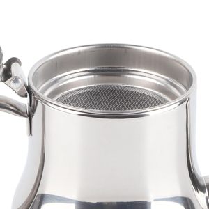 Théière en acier inoxydable de qualité supérieure avec couvercle et bec courbé, finition argentée polie, théière de service avec poignée ergonomique - Product Image 3