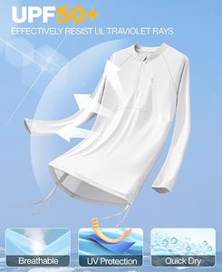 Camiseta de Manga Larga de Alta Calidad para Mujer, Protección UV UPF 50+, Secado Rápido, con Cordón Lateral, Traje de Baño, Top para Surf y Playa - Product Image 5