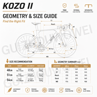 Bicicleta de Carretera KOZO II Endurance, Cuadro de Carbono T800, Shimano 105, 24 Velocidades, Neumáticos Goodyear 700x28C, Frenos Hidráulicos, T47 BB