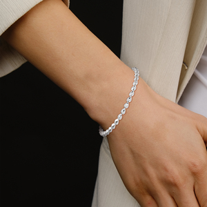 VVS Cubic Zirconia Tennis <b>Bracelet</b> <b>Silver</b> Plated Link <b>Bangle</b> Round Cut Jewelry for Women Anniversary - Product Image 4
