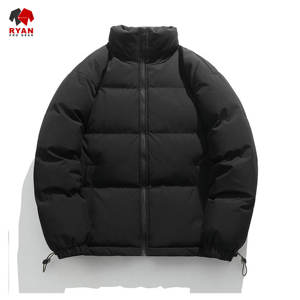 Custom Design Solid Puffer <b>Jacket</b> for <b>Men</b> Stand Collar Zipper Closure Breathable Fabric OEM Service Plain Dyed Customized Logo - Product Image 3