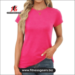 Women's O-Neck Short Sleeve <b>T</b>-<b>Shirt</b> Solid Blue Knitted Casual Wear Slim Fit All Seasons - Product Image 3