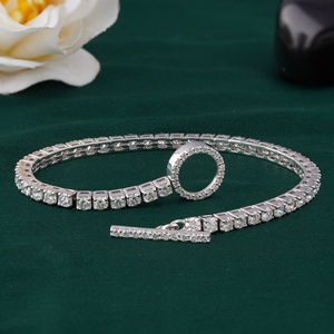 Bracelet tennis en or blanc 14 carats avec diamant rond de laboratoire de 5,17 carats, fermoir à bascule, bijoux tendance - Product Image 2