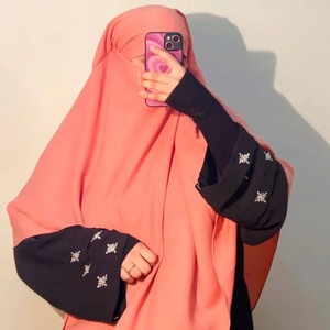 Khimar modesto de una sola capa para mujer, color melocotón, lino premium, no transparente, totalmente cubierto, maxi, para oración, hiyab saudí, niqab, Ramadán - Product Image 1