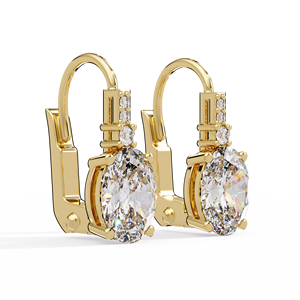 Pendientes Huggie Personalizados con Diamante Ovalado Cultivado en Laboratorio, Oro Puro de 14K, Pendientes Colgantes con Acento Redondo, Regalo de Aniversario, Joyería Fina - Product Image 2