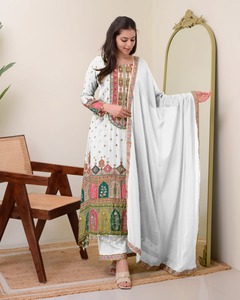 <b>Women</b> Floor-Length Salwar Kameez Embroidered <b>Kurta</b> Set Traditional Indian Pakistani Outfit Dupatta Quick Dry <b>for</b> Wedding - Product Image 3