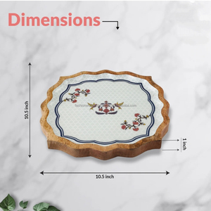 Plateau décoratif en bois au design imprimé élégant, parfait pour présenter des collations et des cadeaux de Laddus Mithai lors d'une occasion spéciale - Product Image 6