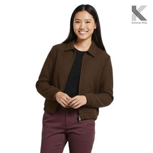 Chaqueta de Trabajo Unisex para Invierno, Diseño Minimalista, Color Marrón Espigado, Cierre de Cremallera, Algodón y Poliéster, Ropa Exterior Informal - Product Image 4